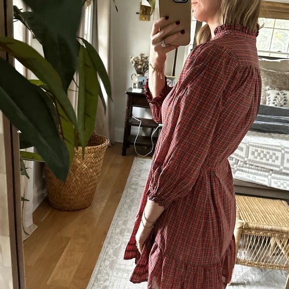 Red Plaid Button-Down Dress - Picture 4 of 11